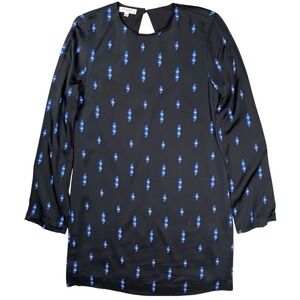 New Equipment Anjelisa Black Blue Jewel Neck Lightning Bolt Shift Dress Sz Small